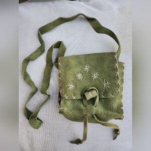 Vintage Artisan Suede Crossbody  Shoulder Bag Boho Western Hippie